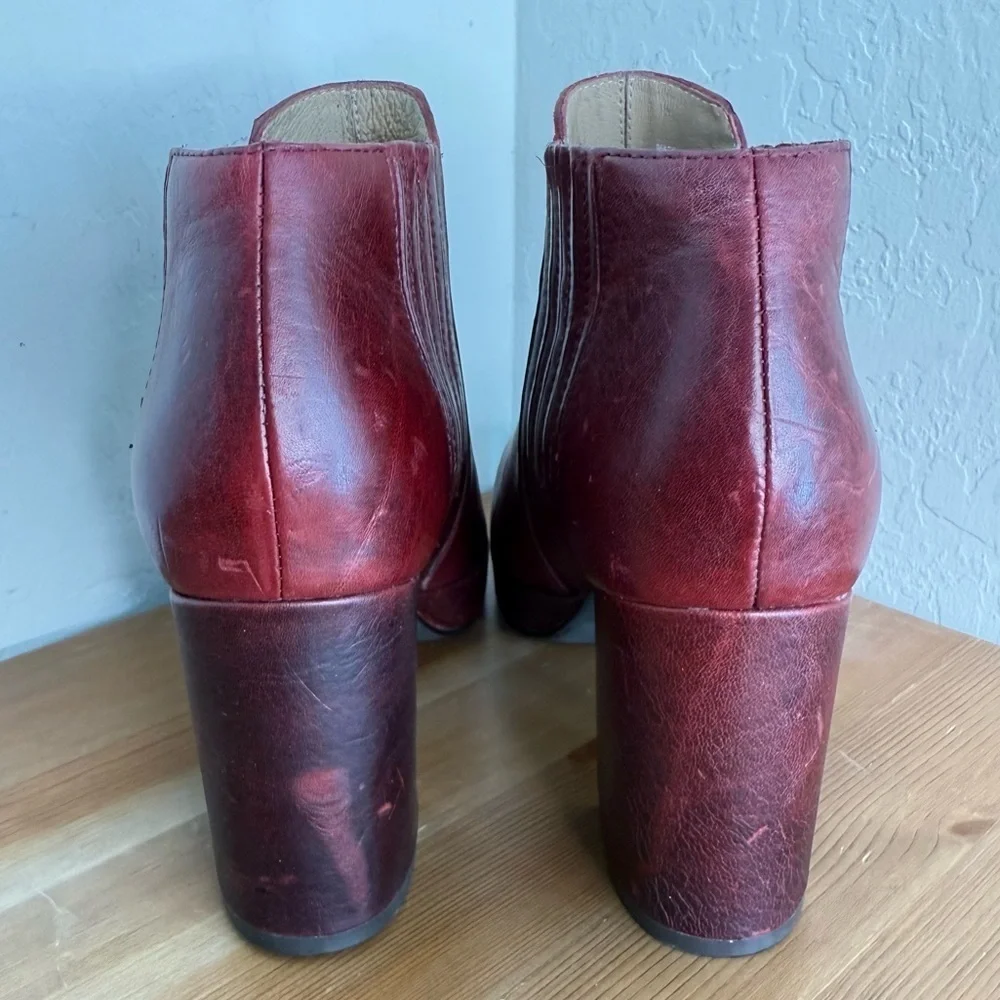 EILEEN FISHER Bird Burgundy Leather Platform Bootie Women’s Size 7.5